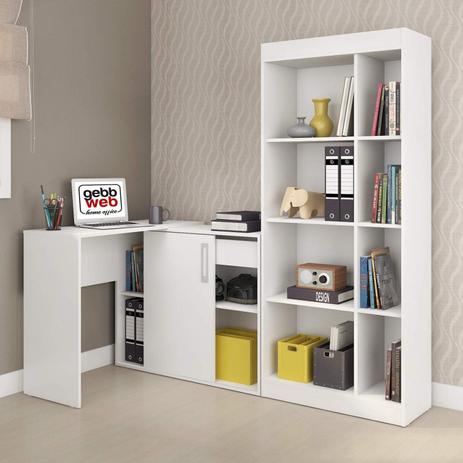 Conjunto Home Office com Escrivaninha e Estante Luca  Siena Móveis Branco é boa?