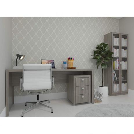 Conjunto Home Office com Mesa, Gaveteiro e Armário 2 Portas Super Espresso Móveis Marrom/Cinza Menor preço em Conjunto Home Office com Mesa, Gaveteiro e Armário 2 Portas Super Espresso Móveis Marrom/Cinza