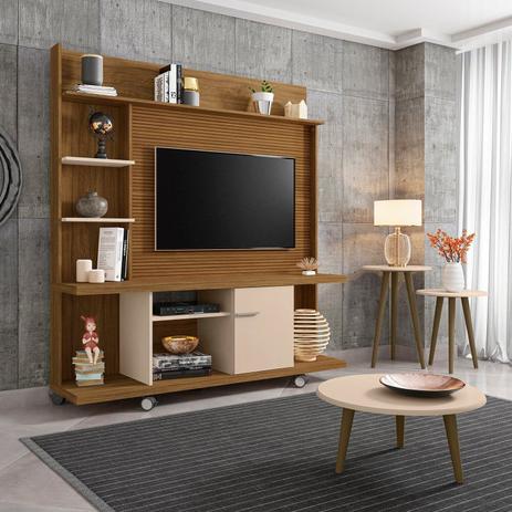 conjunto home taurus para tv ate 47 polegadas e mesas decorativas pes de madeira moveis bechara cinamomo off white ripado