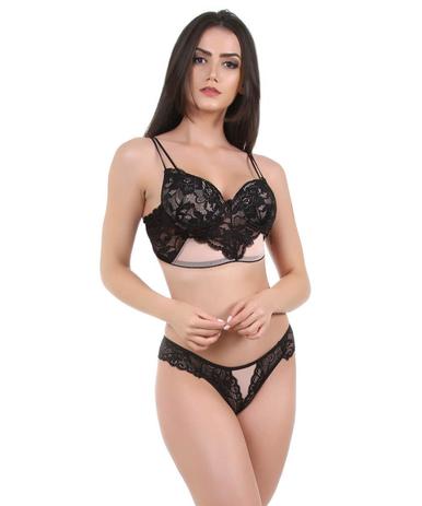 Conjunto IMI Lingerie Com Bojo Cropped Em Renda E Tule Diamante Preto Menor preço em Conjunto IMI Lingerie Com Bojo Cropped Em Renda E Tule Diamante Preto