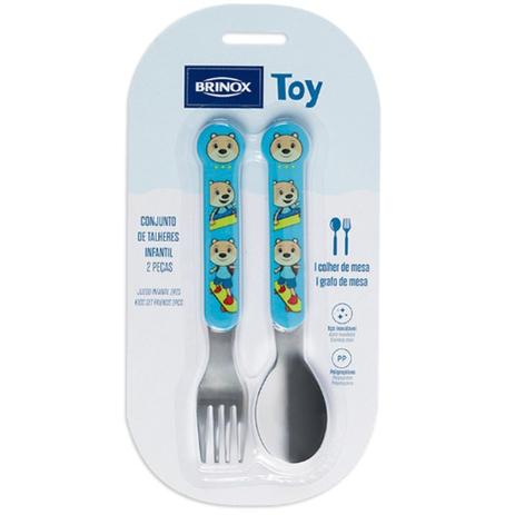 Conjunto Infantil 2 Peças Colher+Garfo Azul 1703/302 Brinox Menor preço em Conjunto Infantil 2 Peças Colher+Garfo Azul 1703/302 Brinox