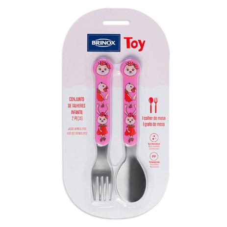 Conjunto Infantil 2 Peças Colher+Garfo Rosa 1703/300 Brinox Menor preço em Conjunto Infantil 2 Peças Colher+Garfo Rosa 1703/300 Brinox