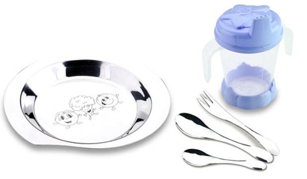 Conjunto Infantil 5 peças com copo Azul - ZAN5716 - Zanella Menor preço em Conjunto Infantil 5 peças com copo Azul - ZAN5716 - Zanella