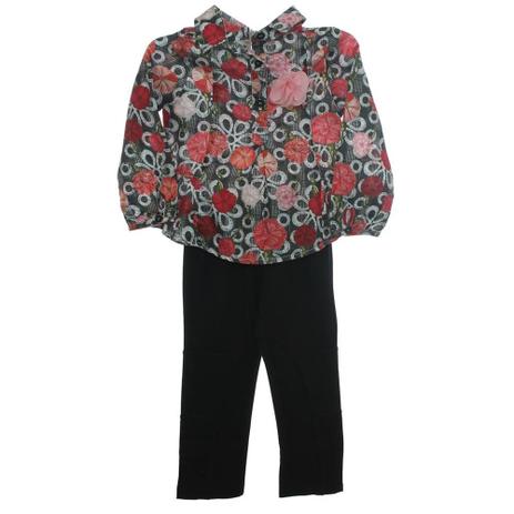 Conjunto Infantil Bata e Calça Floral - 1+1 Menor preço em Conjunto Infantil Bata e Calça Floral - 1+1