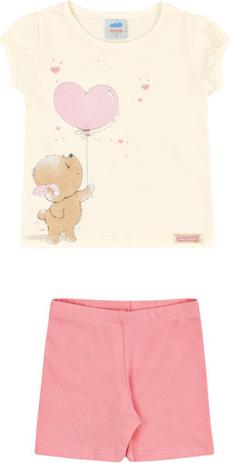 Conjunto Infantil Bebê Menina Blusa e Short Urso balão - Marlan Menor preço em Conjunto Infantil Bebê Menina Blusa e Short Urso balão - Marlan