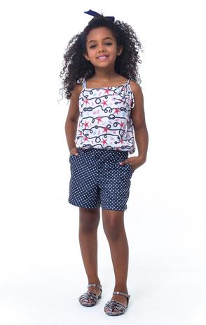 Conjunto Infantil Blusa Alça Navy + Shorts - Tamanho 3 - Casa de bonecas Menor preço em Conjunto Infantil Blusa Alça Navy + Shorts - Tamanho 3 - Casa de bonecas