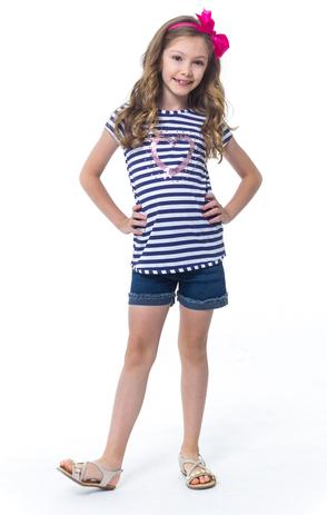 Conjunto Infantil Blusa + Bermuda Jeans - Tamanho 6 - Casa de bonecas Menor preço em Conjunto Infantil Blusa + Bermuda Jeans - Tamanho 6 - Casa de bonecas