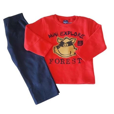 Conjunto Infantil Blusa Moletom e Calça Moletom TMX Forest/vermelho Menor preço em Conjunto Infantil Blusa Moletom e Calça Moletom TMX Forest/vermelho