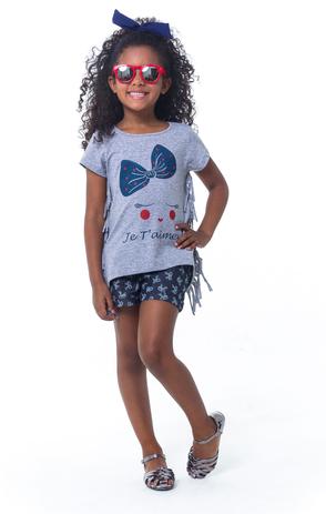 Conjunto Infantil Blusa + Shorts Jeans Estampado - Tamanho 8 - Casa de bonecas é boa?