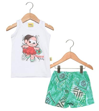 Conjunto Infantil Brandili Feminino Mônica verde/branco / Tamanho 2 Menor preço em Conjunto Infantil Brandili Feminino Mônica verde/branco / Tamanho 2