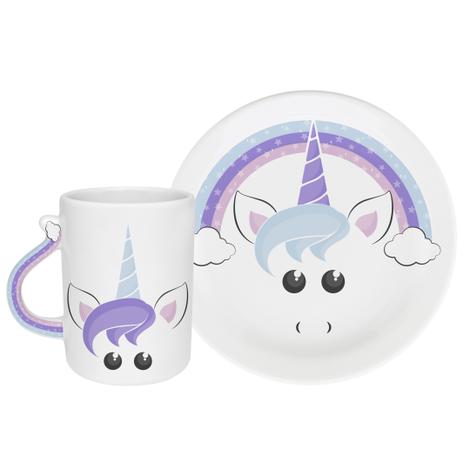 Conjunto infantil com prato e caneca - unicórnio - oxford - Oxford daily Menor preço em Conjunto infantil com prato e caneca - unicórnio - oxford - Oxford daily
