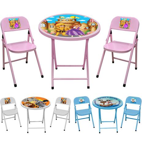 Conjunto Infantil Escolar Mesa com 2 Cadeiras Dobrável - Açomix Menor preço em Conjunto Infantil Escolar Mesa com 2 Cadeiras Dobrável - Açomix