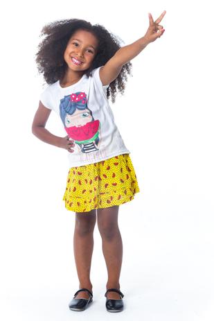 Conjunto Infantil Estampado Blusa + Saia Amarela - Tamanho 8 - Casa de bonecas Menor preço em Conjunto Infantil Estampado Blusa + Saia Amarela - Tamanho 8 - Casa de bonecas