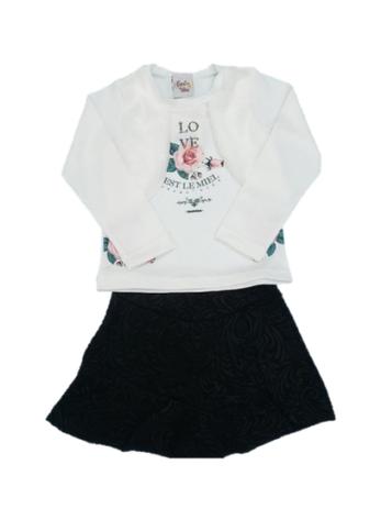 conjunto infantil feminino saia e blusa