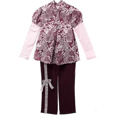 Conjunto Infantil Feminino Bata e Calça e Tiara - 1+1 Menor preço em Conjunto Infantil Feminino Bata e Calça e Tiara - 1+1