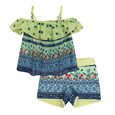 Conjunto Infantil Feminino Bata e Short Estampado - 1+1 Menor preço em Conjunto Infantil Feminino Bata e Short Estampado - 1+1