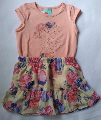 conjunto infantil feminino saia e blusa