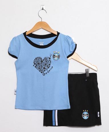 Conjunto Infantil Grêmio Short Saia Oficial - Revedor Menor preço em Conjunto Infantil Grêmio Short Saia Oficial - Revedor
