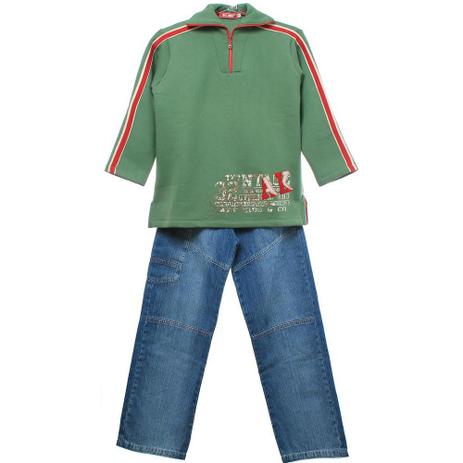 Conjunto Infantil Masculino Casaco Moletom e Calça Jeans - Art kids Menor preço em Conjunto Infantil Masculino Casaco Moletom e Calça Jeans - Art kids