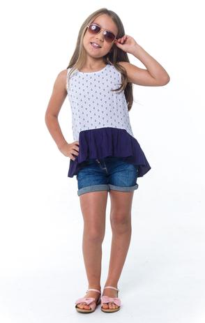 Conjunto Infantil Menina Bata Navy + Shorts Jeans - Tamanho 4 - Casa de bonecas Menor preço em Conjunto Infantil Menina Bata Navy + Shorts Jeans - Tamanho 4 - Casa de bonecas