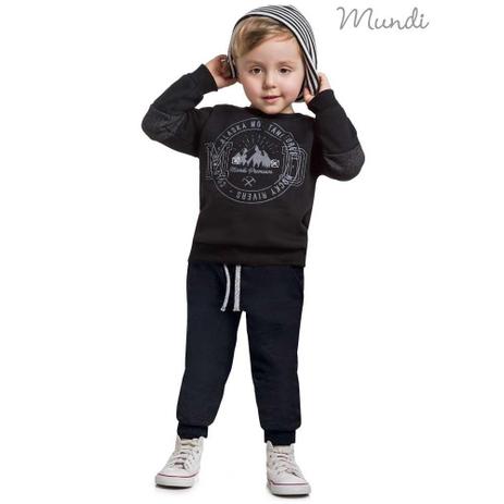 Conjunto Infantil Menino Blusa Manga Longa e Calça - Mundi Menor preço em Conjunto Infantil Menino Blusa Manga Longa e Calça - Mundi