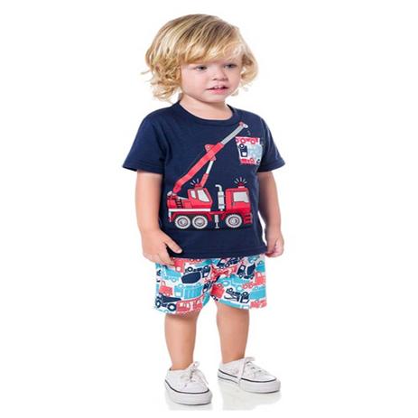 conjunto infantil menino camiseta manga curta com estampa de guindaste - Kyly Menor preço em conjunto infantil menino camiseta manga curta com estampa de guindaste - Kyly