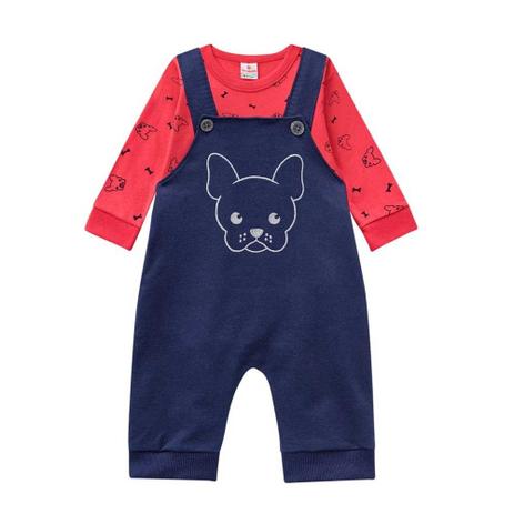 Conjunto Infantil Menino Camiseta Manga Longa e Jardineira Moletinho Brandili Menor preço em Conjunto Infantil Menino Camiseta Manga Longa e Jardineira Moletinho Brandili