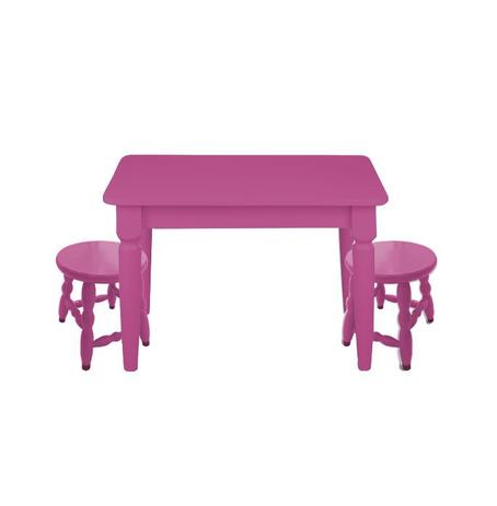 Conjunto Infantil Mesa Com 2 Bancos Rosa - Flex mesas e cadeiras Menor preço em Conjunto Infantil Mesa Com 2 Bancos Rosa - Flex mesas e cadeiras