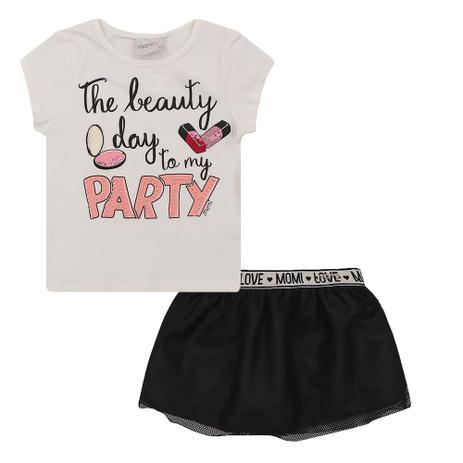 Conjunto Infantil Momi Blusa e Saia Short Tela Menor preço em Conjunto Infantil Momi Blusa e Saia Short Tela