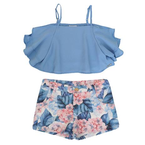 Conjunto Infantil Momi Blusa e Short Floral Menor preço em Conjunto Infantil Momi Blusa e Short Floral