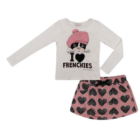 Conjunto Infantil Momi Blusa e Short Saia Coração Menor preço em Conjunto Infantil Momi Blusa e Short Saia Coração