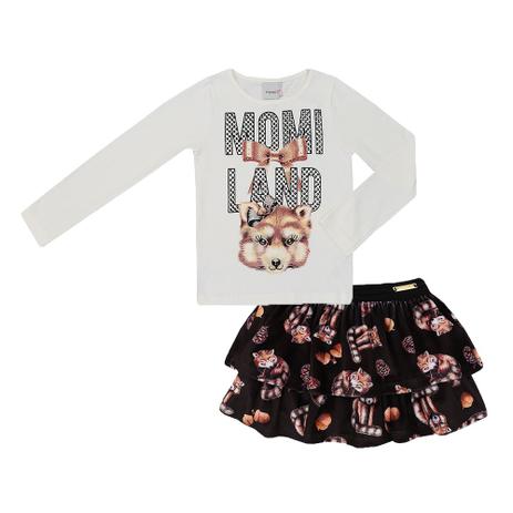 Conjunto Infantil Momi Blusa Manga Longa e Saia-Short Raposa Menor preço em Conjunto Infantil Momi Blusa Manga Longa e Saia-Short Raposa
