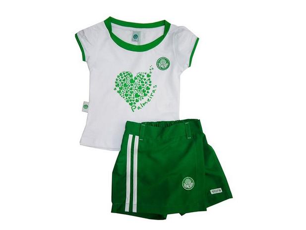 Conjunto Infantil Palmeiras Short Saia Oficial - Revedor Menor preço em Conjunto Infantil Palmeiras Short Saia Oficial - Revedor