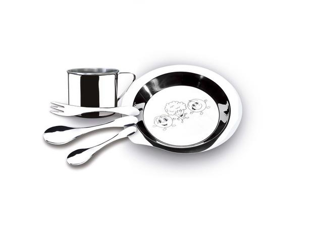 Conjunto Infantil para alimentação 5 peças inox 5705 - Zanella Menor preço em Conjunto Infantil para alimentação 5 peças inox 5705 - Zanella