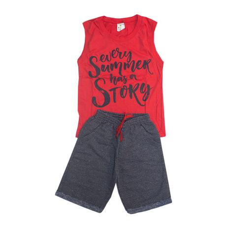 Menor preço em Conjunto Infantil Regata e Shorts Moletinho Summer Vermelho - Alemara