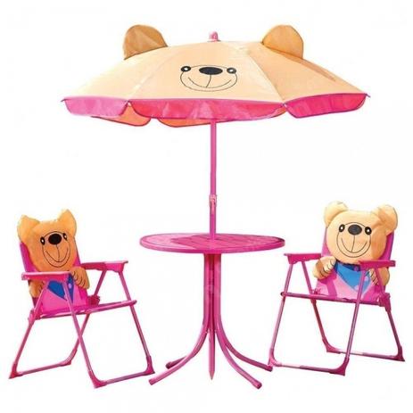 Conjunto Infantil Ursinho Mesa Cadeira e Guarda Sol - Mor Menor preço em Conjunto Infantil Ursinho Mesa Cadeira e Guarda Sol - Mor
