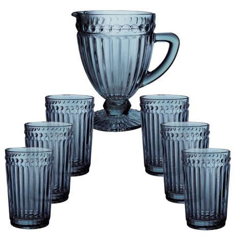 Conjunto Jarra de Vidro 1125ml com 6 Copos 320ml Azul Empire - I.c. é boa?