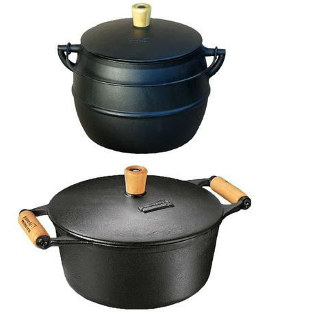 Conjunto Jogo Caldeirão Ferro Fundido Bojudo Mais Caçarola Ferro 3 Litros - Panela Mineira Menor preço em Conjunto Jogo Caldeirão Ferro Fundido Bojudo Mais Caçarola Ferro 3 Litros - Panela Mineira
