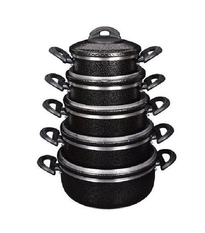 Conjunto Jogo Panelas Laredu Caçarolas 5 Pçs Alumínio Preta Menor preço em Conjunto Jogo Panelas Laredu Caçarolas 5 Pçs Alumínio Preta