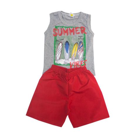 Conjunto Kids Alemara Menino Regata e Shorts Tactel Summer Vibes Cinza é boa?