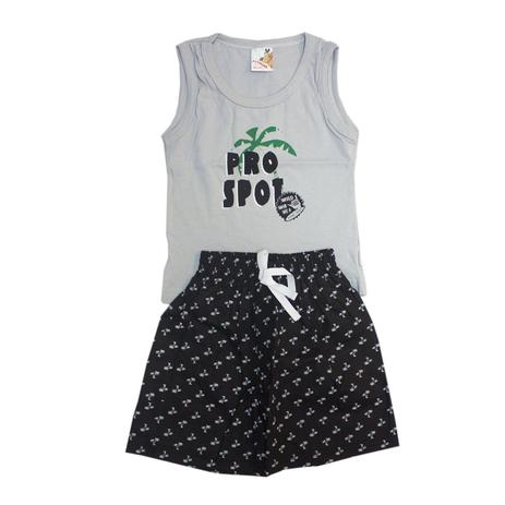 Conjunto Kids Alemara Menino Regata Machão e Shorts Pro Spot Cinza Menor preço em Conjunto Kids Alemara Menino Regata Machão e Shorts Pro Spot Cinza