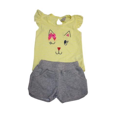 Conjunto Kids Menina Blusa E Shorts Moletinho Gatinha Amarelo - Ralakids é boa?