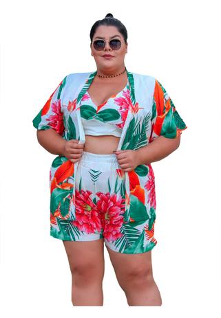 Conjunto de short cropped e kimono Clearance