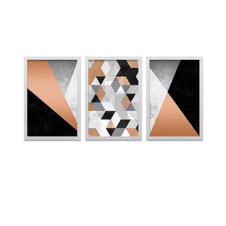 Conjunto Kit 3 Quadros Losquadros Formas Geometricas Lq Quadro Decorativo Magazine Luiza
