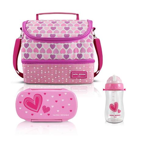 Conjunto Lancheira Térmica Sapeka 3 Peças Coração Rosa Jacki Design Menor preço em Conjunto Lancheira Térmica Sapeka 3 Peças Coração Rosa Jacki Design