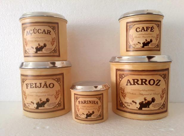 Conjunto Latas Mantimentos Retrô Vintage Estampa Fazenda 5 pçs - Palha - Vintage Ville Menor preço em Conjunto Latas Mantimentos Retrô Vintage Estampa Fazenda 5 pçs - Palha - Vintage Ville