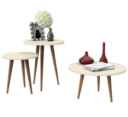 Conjunto Legs Mesa Centro / Lateral e Apoio - Off White - Patrimar Móveis - Rpm móveis Menor preço em Conjunto Legs Mesa Centro / Lateral e Apoio - Off White - Patrimar Móveis - Rpm móveis