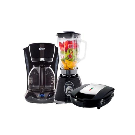 Conjunto Liquidificador, Cafeteira e Sanduicheira Waffle 127V Oster Preto Menor preço em Conjunto Liquidificador, Cafeteira e Sanduicheira Waffle 127V Oster Preto