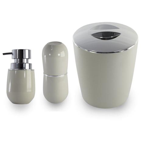 Conjunto Lixeira 5 L C/ Porta Escova Sabonete Líquido - Bege - Ou Menor preço em Conjunto Lixeira 5 L C/ Porta Escova Sabonete Líquido - Bege - Ou