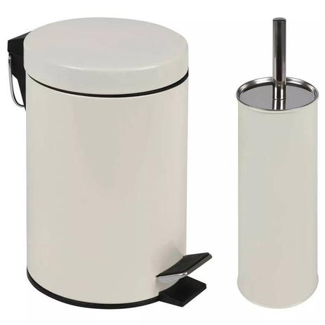 Conjunto Lixeira Inox Àgata Mor 3.L Bege Menor preço em Conjunto Lixeira Inox Àgata Mor 3.L Bege